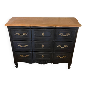 Commode noire et bois