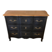 Black and wood chest of drawers