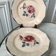 Set of 6 flat plates Digoin Sarreguemines pink and blue flowers 40s