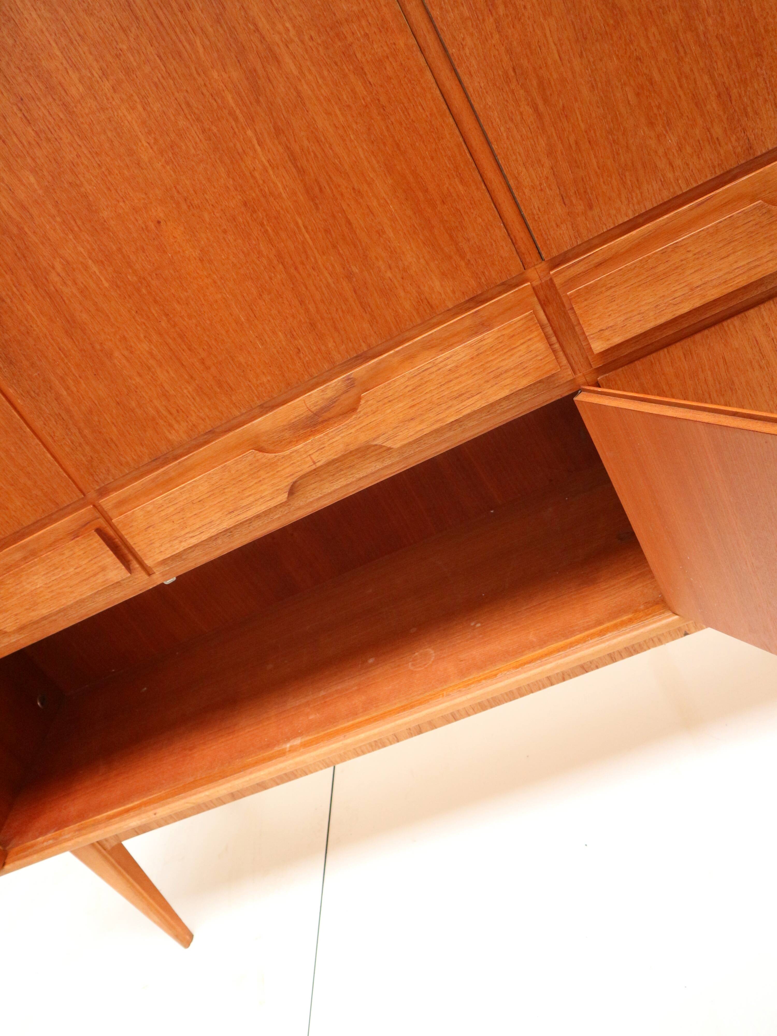 Large vintage teak highboard made in the 60s