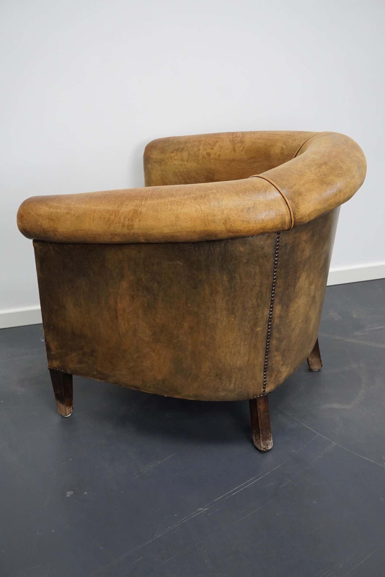 Vintage club chair in cognac-coloured leather Netherlands
