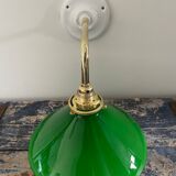 Wall lamp in green opaline and ceramic