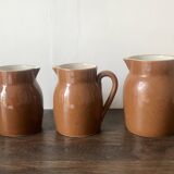 Set of 3 glazed stoneware jugs