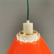 An orange pendant lamp made from hard-pressed ABS plastic. Denmark 1970s