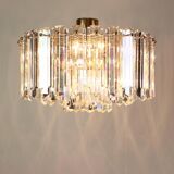 Elegant brass light fixture, crystal glass Floria, Kalmar, Austria, 1970.