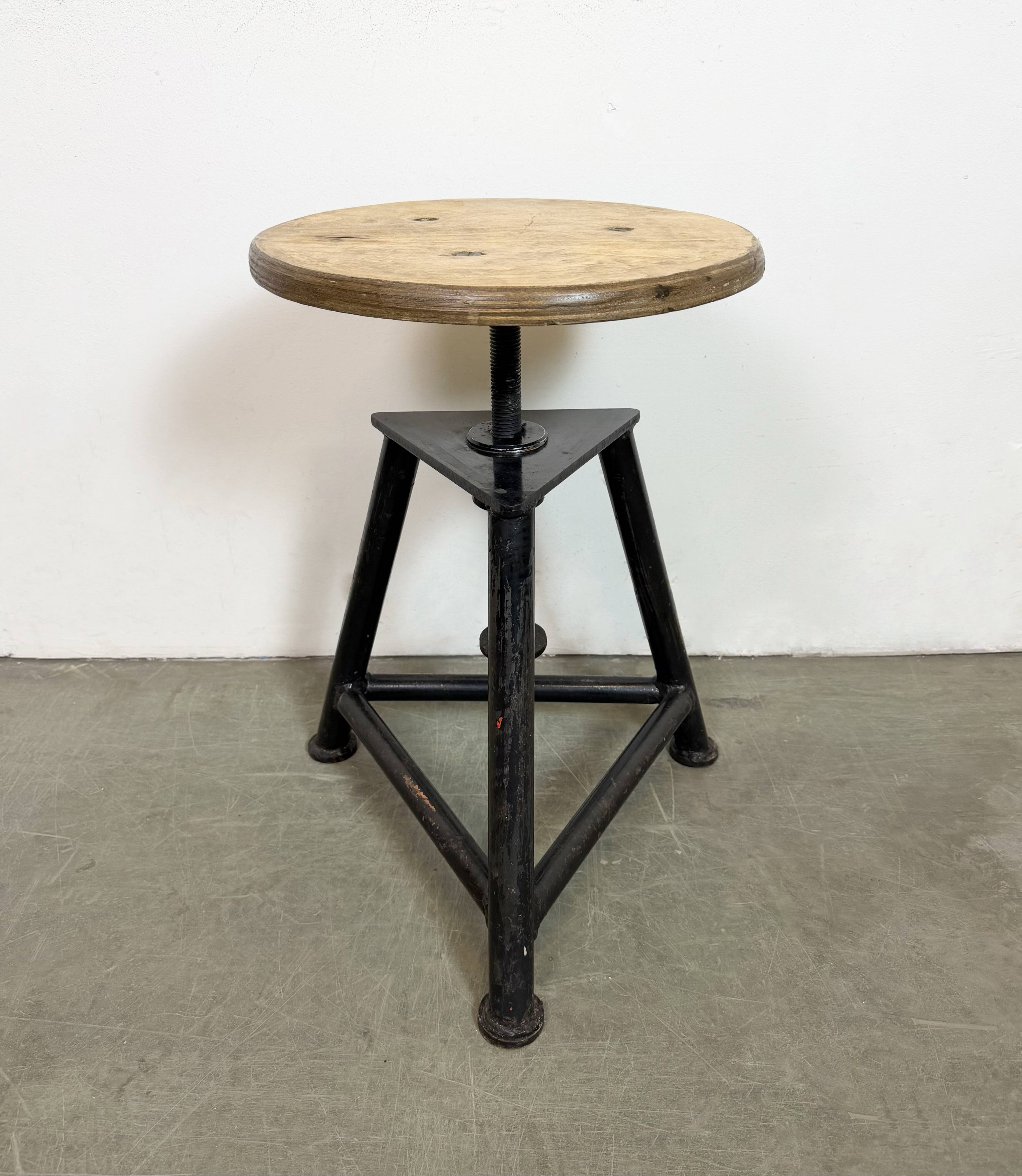 Black Industrial Workshop Swivel Stool, 1960s