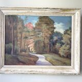 Antique painting of a forest landscape signed S.Gautier