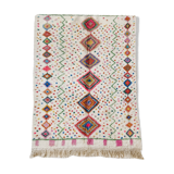 Moroccan Berber carpet azilal ecru with multicolored patterns 235x162cm