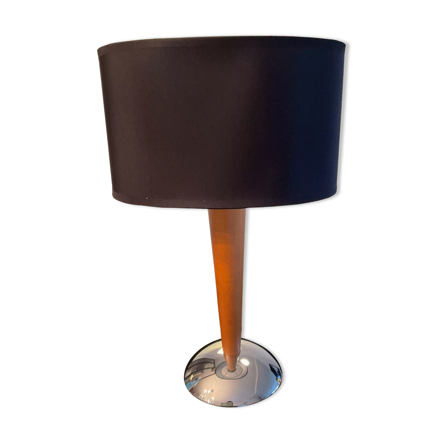 Scandinavian wood and metal lamp chrom from the 70s-80s