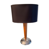 Scandinavian wood and metal lamp chrom from the 70s-80s