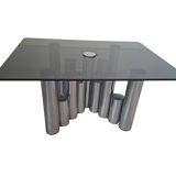 Tavolino Marco Zanuso - Design anni '70 - Cromo e Vetro Fumè