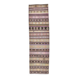 3x10 Purple & Green Modern Kilim Runner Rug, 90x315Cm