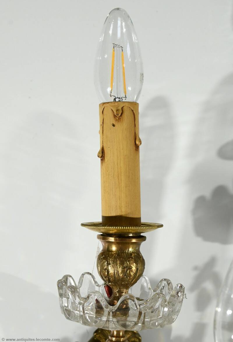 Bronze and Crystal Wall Lights with Pendants, Louis XV style – Late 19th century