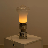 Italian lamp in metal & opaque glass 70's