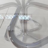 Table 70s, chrome and crystal metal, cobra design model by Giotto Stoppino.
