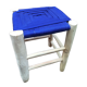 Traditional moroccan stool in nylon thread blue majorelle and eucalyptus wood