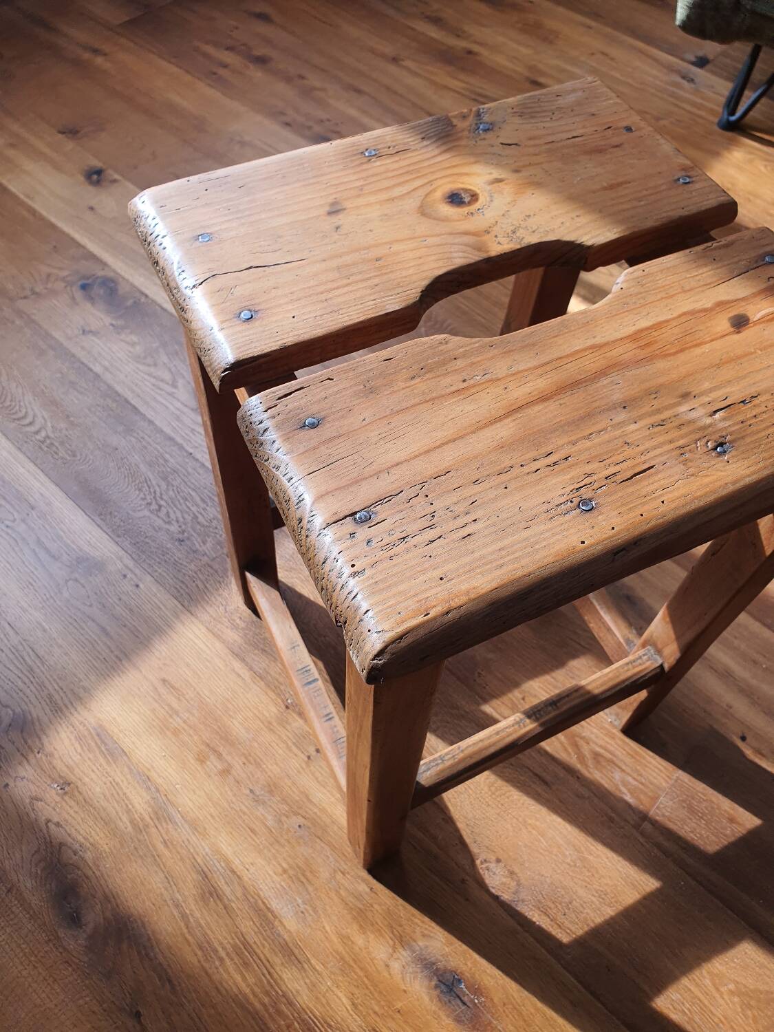 Antique wooden farm stool