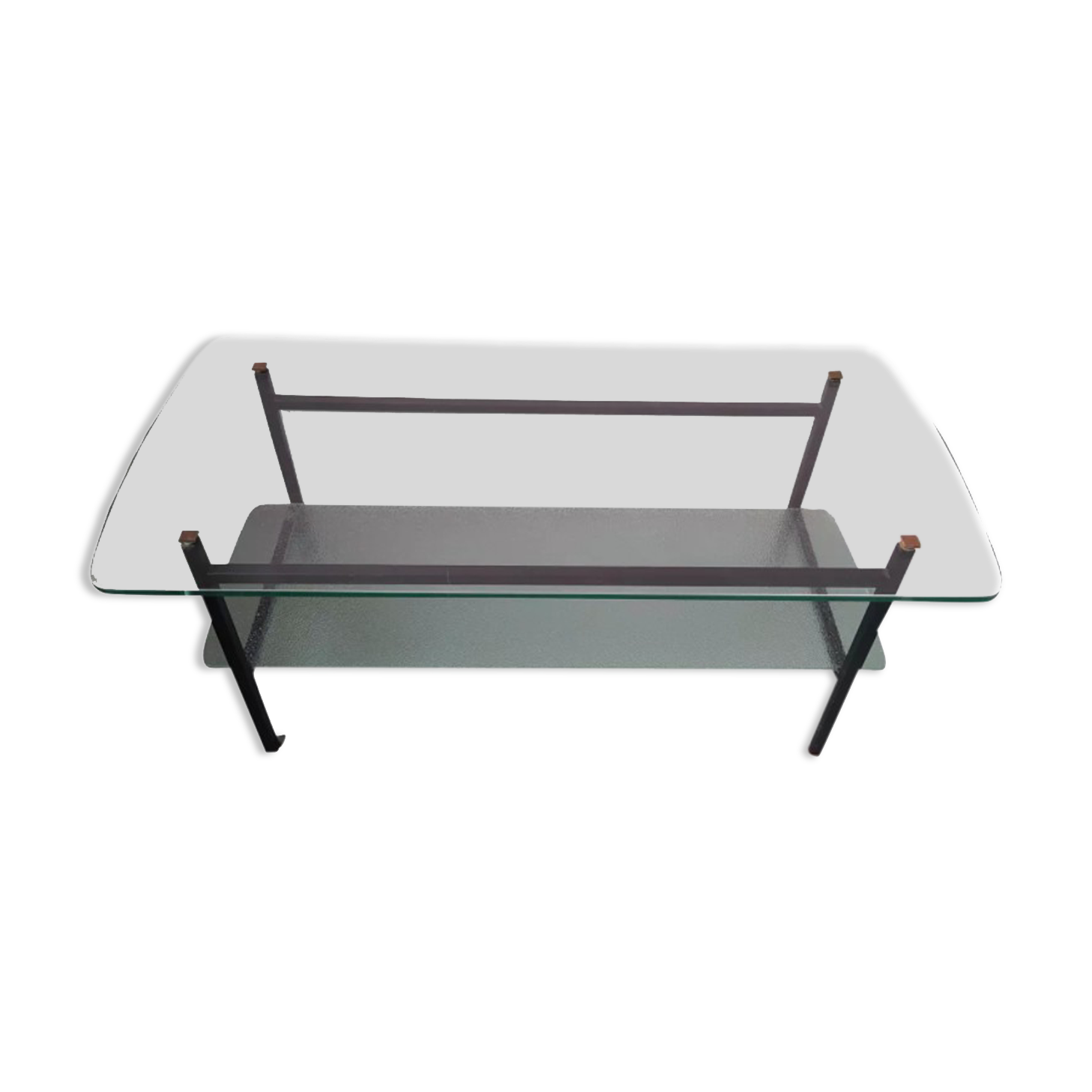 Vintage rectangular glass coffee table