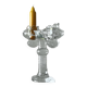 Brutalist double candle holder in ice glass Pukeberg Sweden – 1970