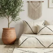 Moroccan floor sofa set in white wool