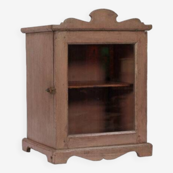 Bedside display cabinet, small piece of pink furniture, old teak piece and original patina from India