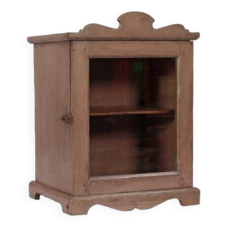 Bedside display cabinet, small piece of pink furniture, old teak piece and original patina from India