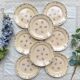 8 assiettes plates porcelaine vintage K&G Luneville "Flore" 1950s petites fleurs bleues