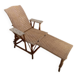 Sun lounger - Deckchair - Vintage rattan wicker lounge chair