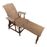 Sun lounger - Deck chair - Vintage rattan wicker chaise longue
