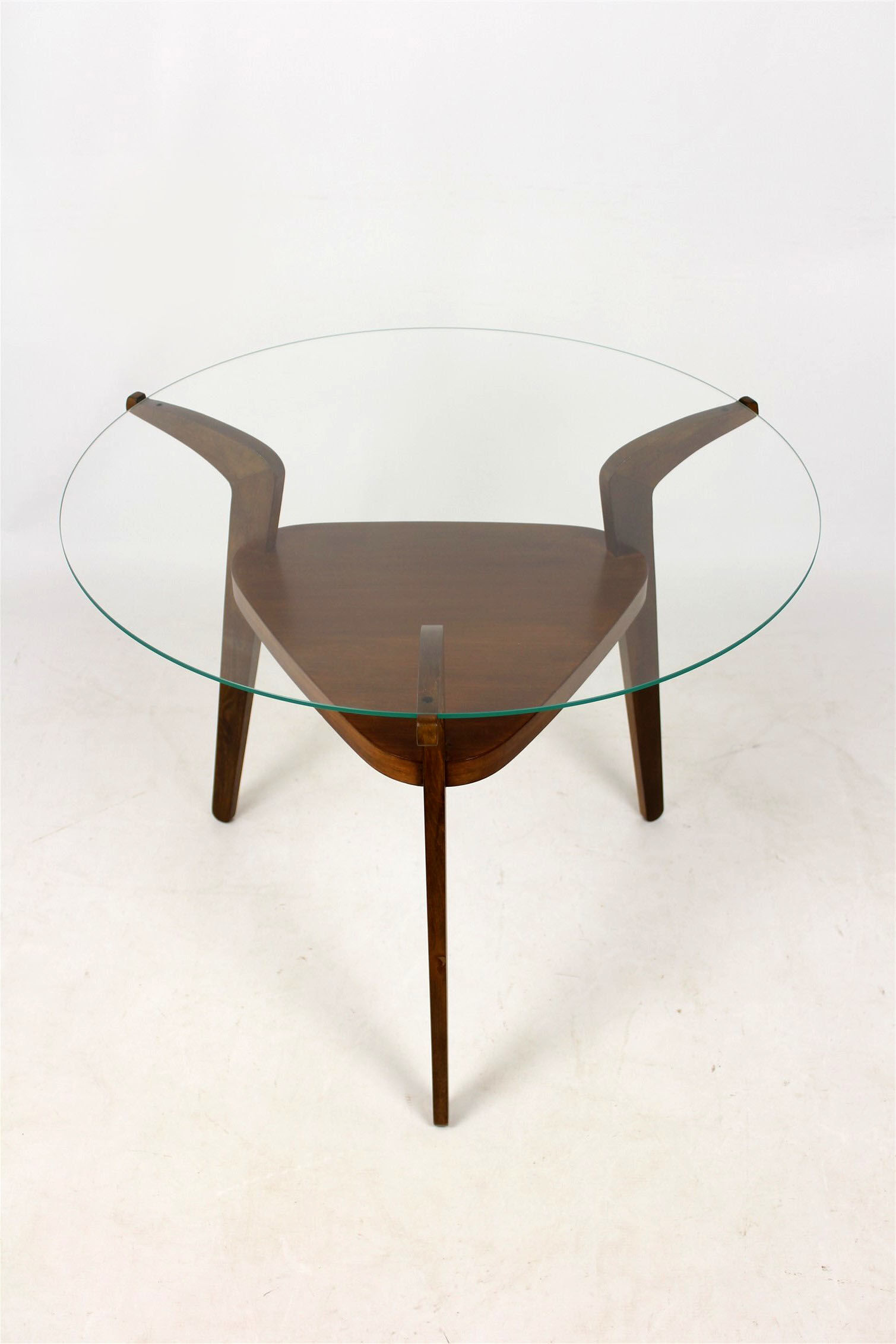 Round czech glass top coffee table from Jitona 1960s