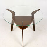 Round czech glass top coffee table from Jitona 1960s