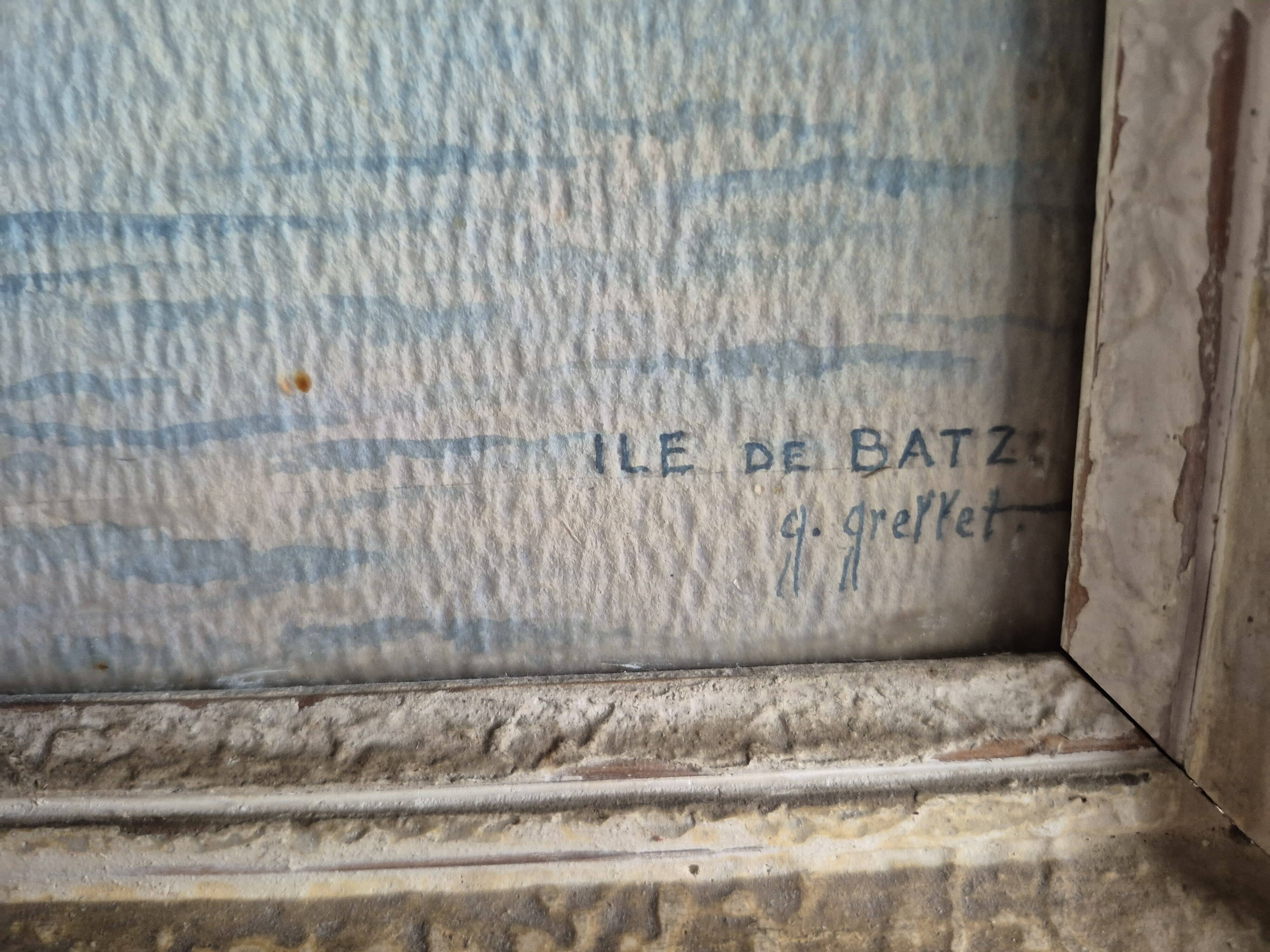 Framed watercolor by Geoges Grellet "Ile de Batz"