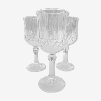 Set de 3 verres à porto en Cristal d'Arques années 1980