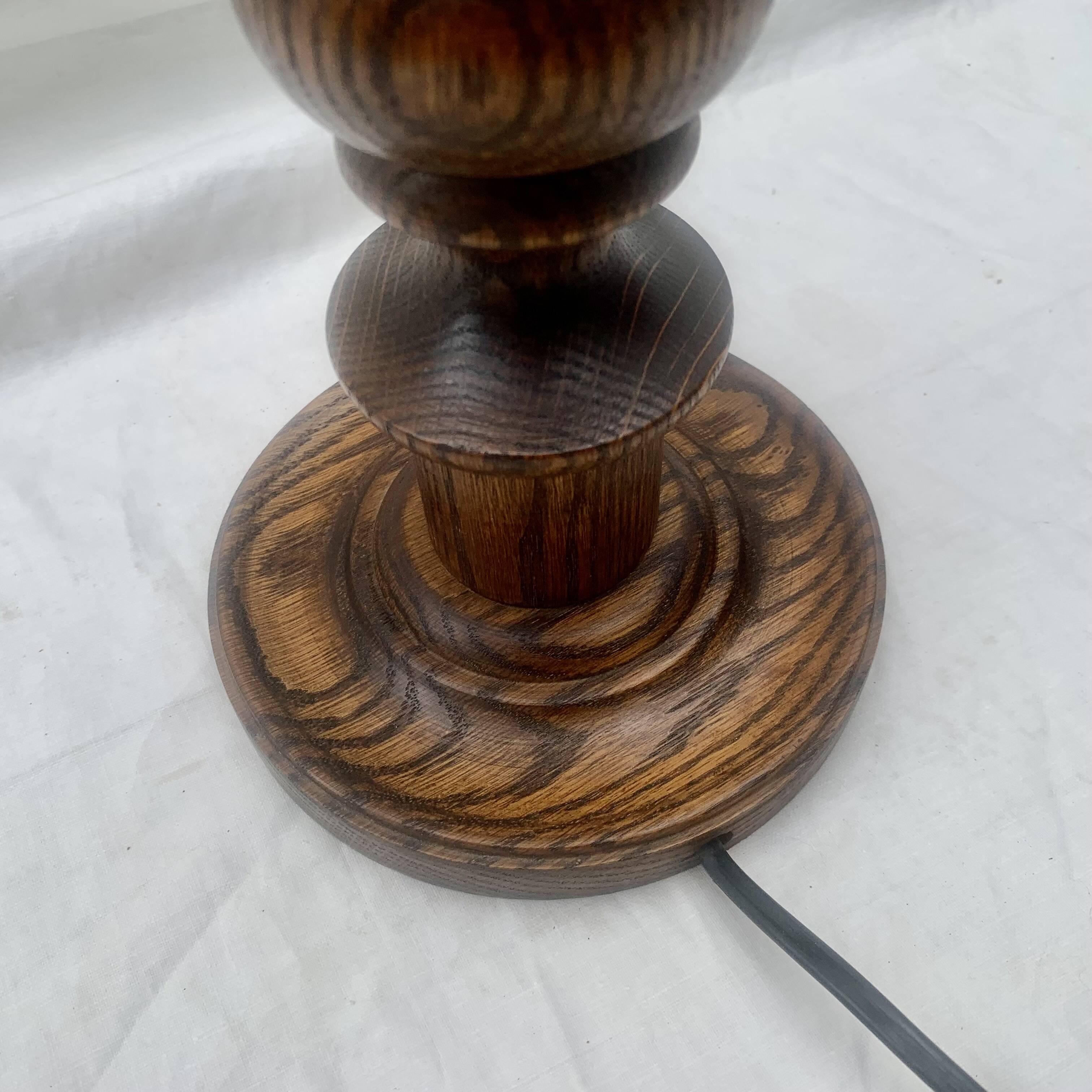 Antique turned solid wood lamp base