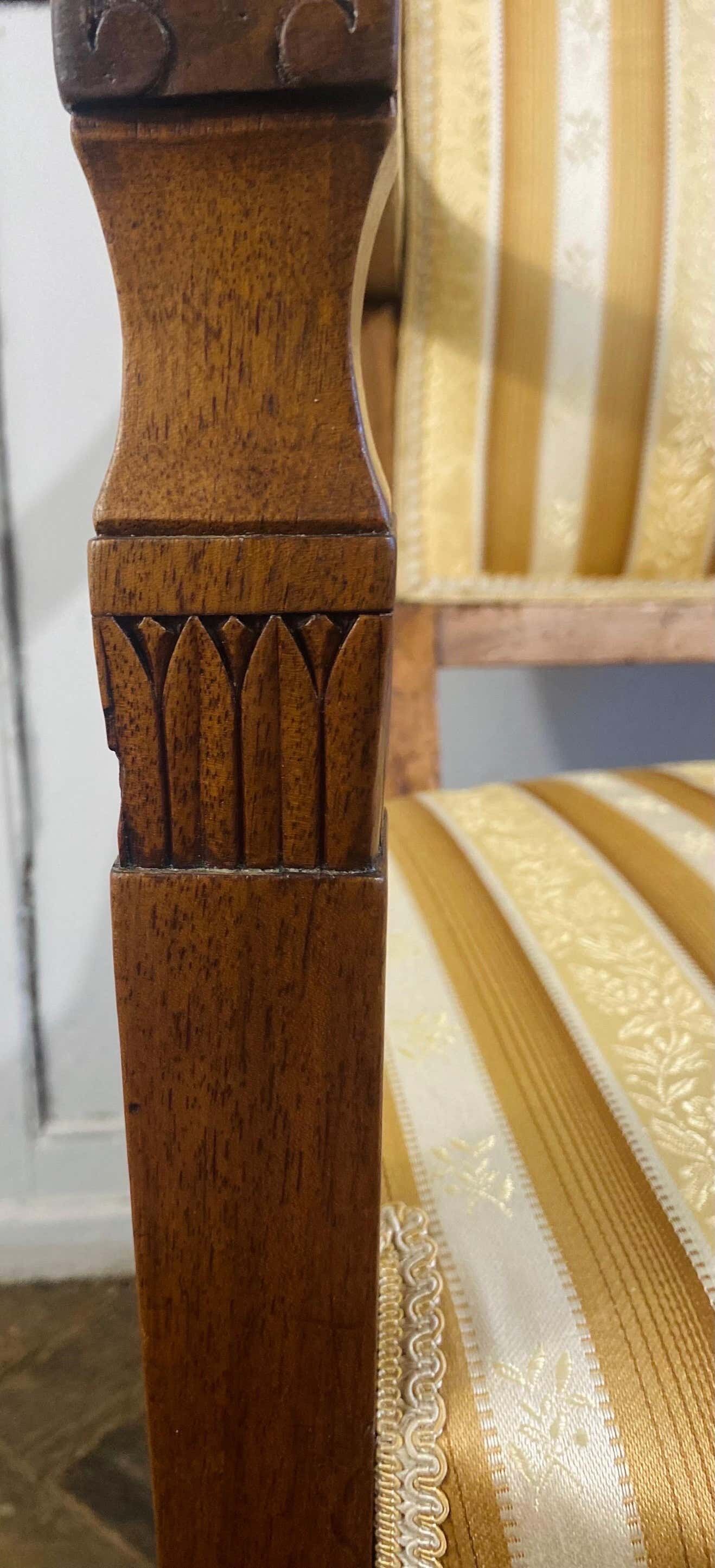 Directoire armchair in gold beech and white tapestry France 19th