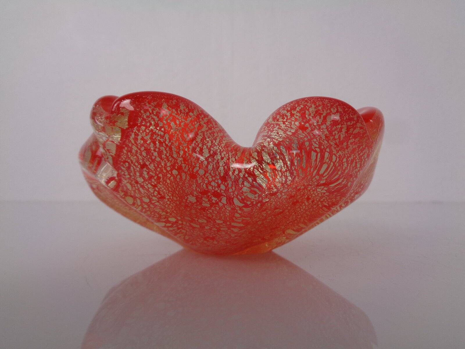 Red & Silver Murano Glass Ashtray by Barovier & Toso, Italy, 1960s