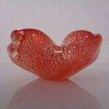 Red & Silver Murano Glass Ashtray by Barovier & Toso, Italy, 1960s