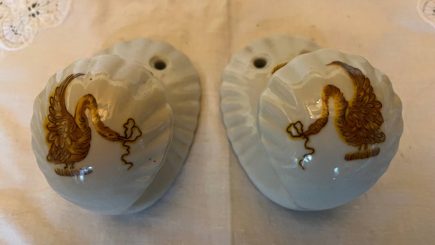 Set of 3 vintage Paris porcelain hooks