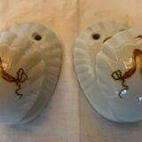 Set of 3 vintage Paris porcelain hooks