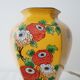 Yellow porcelain vase Japanese decoration