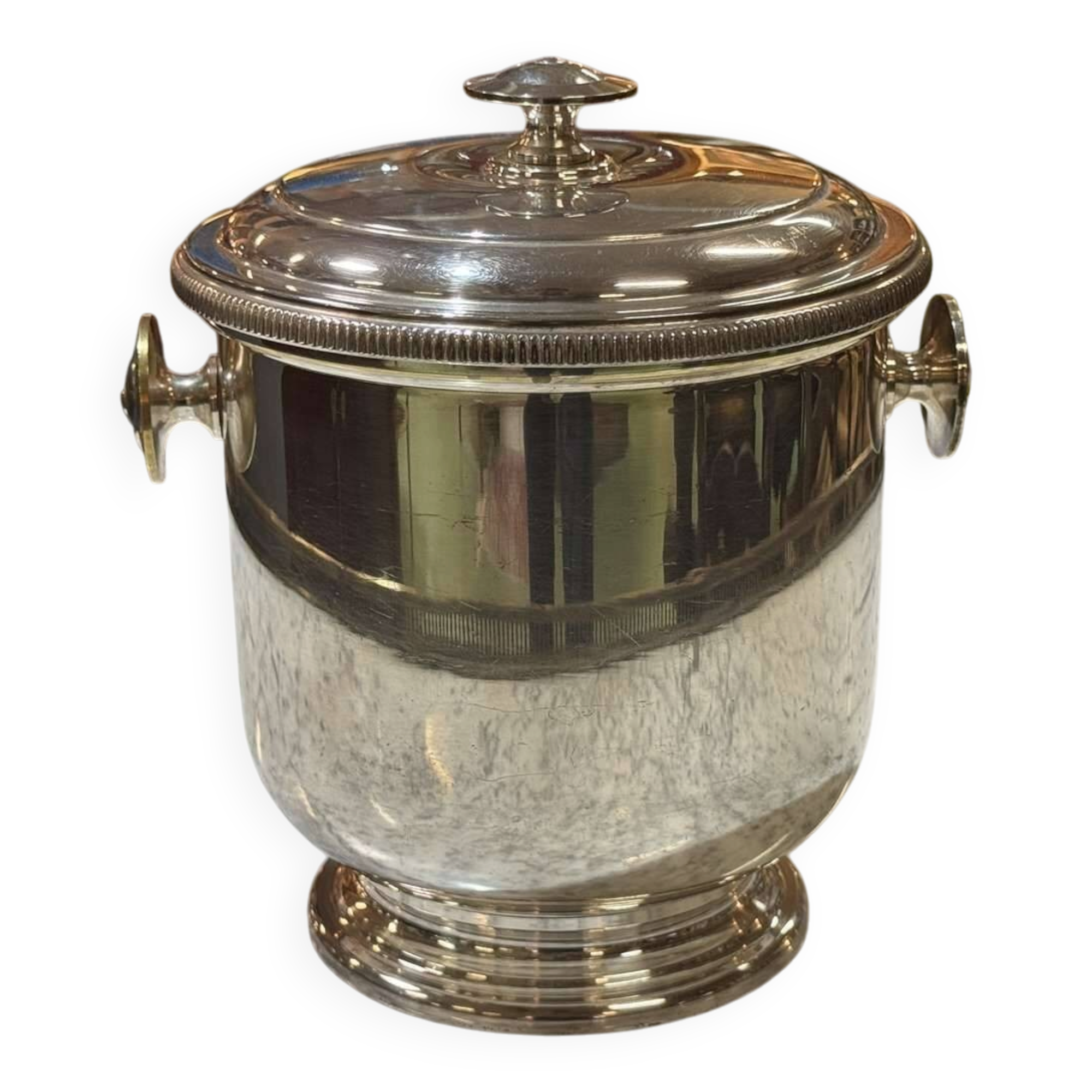 Italian silver-plated metal ice bucket from the 1970s.