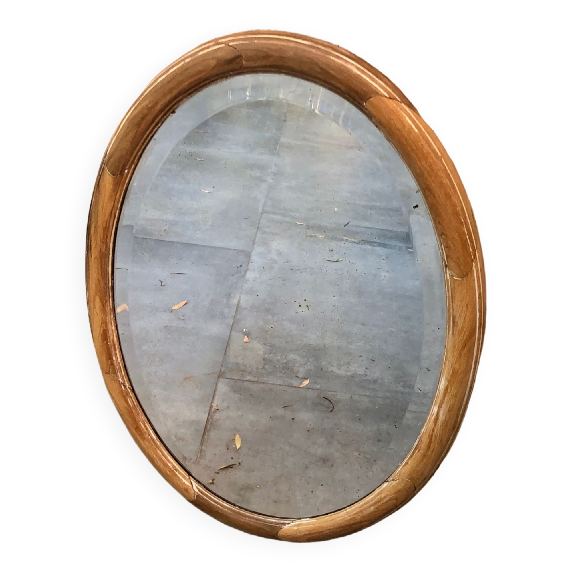 Oval wooden mirror