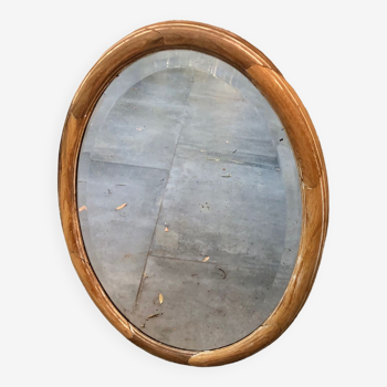 Oval wooden mirror