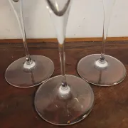 3 large crystal champagne flutes. No brand.