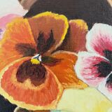 Vintage original flower oil painting, framed floral still life art