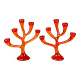 Vintage coral candlesticks, 1970s