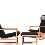 Børge Mogensen Sled Chairs BM-2254 and Stool 1960s