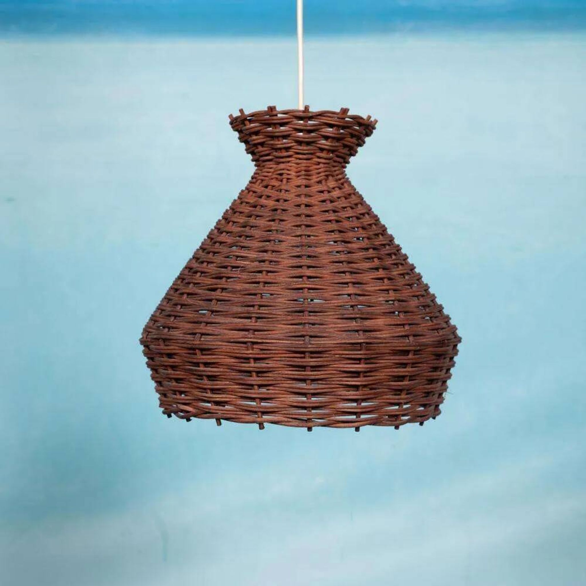 Bohemian suspension from the sixties, woven vintage lampshade.