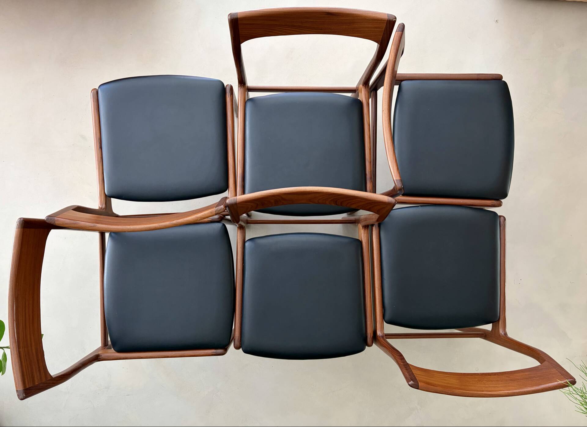 Set of 6 Danish teak chairs, 1970s.
