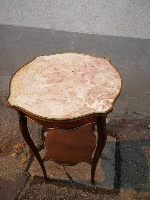 Table d'appoint ancienne marbre rose
